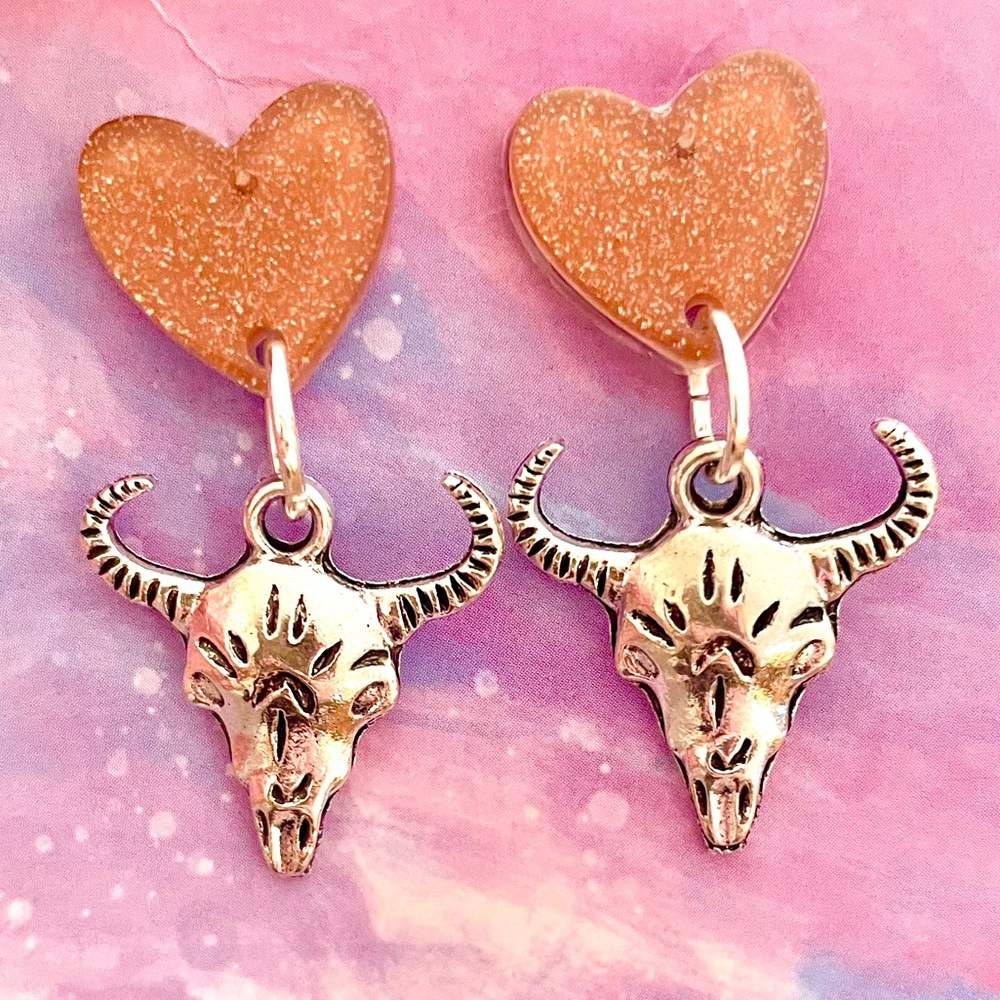 Western Skull Dangle Earrings
